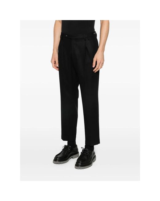 Michael Coal Black Cropped Trousers for men