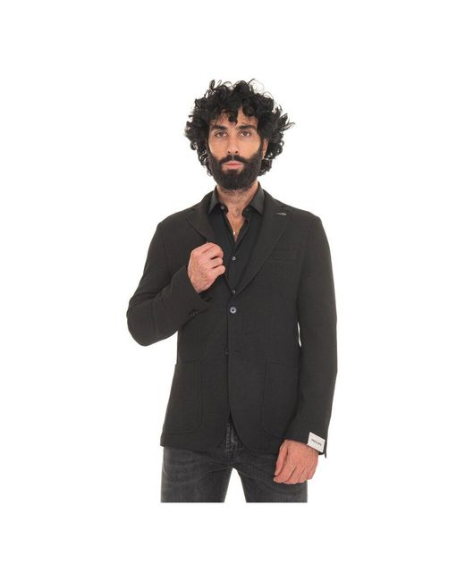 Paoloni Jerseyjacke mit knopfverschluss und taschen in Black für Herren