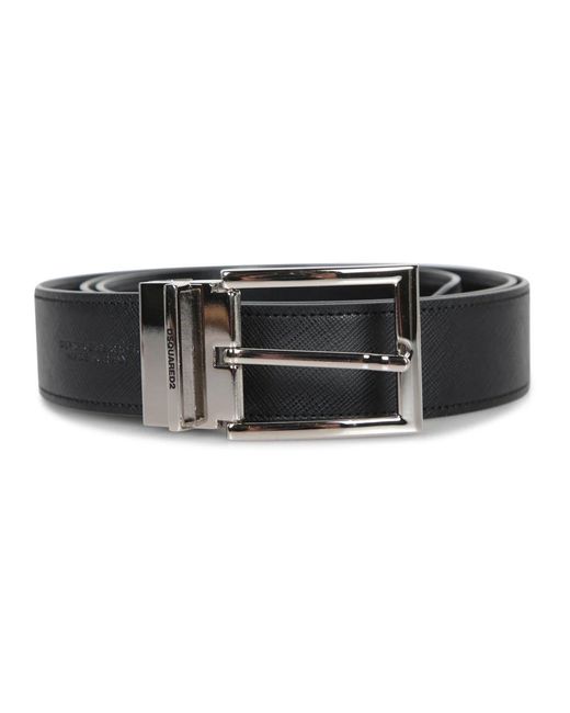 DSquared² Accessoires ,Zwart ,Leer Elegante Leren Riem Met Gepolijste Gesp in het Black voor heren