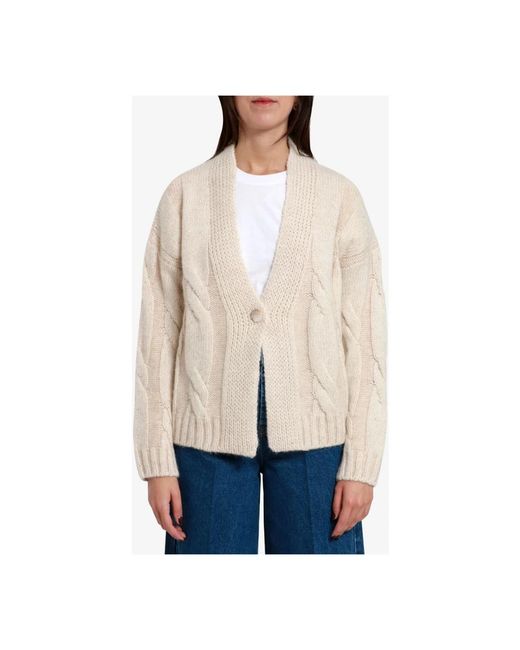 Gran Sasso Truien & Vesten ,Kasjmier Alpaca Cashmere V-Neck Sweater in het Natural