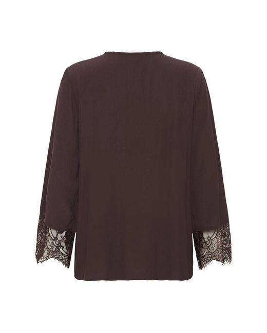 Kaffe Overhemden ,Bruin ,Kaapril Lace Blouse in het Brown