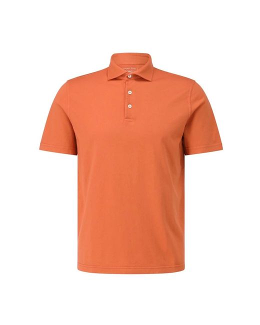Fedeli Tops ,Oranje ,Katoen Jersey Polo Shirt in het Orange voor heren
