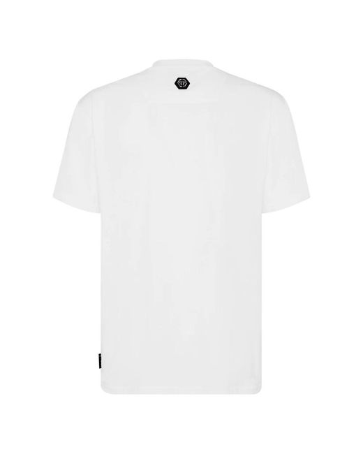 Philipp Plein T-Shirt Met Ronde Hals Skull And Plein in het White