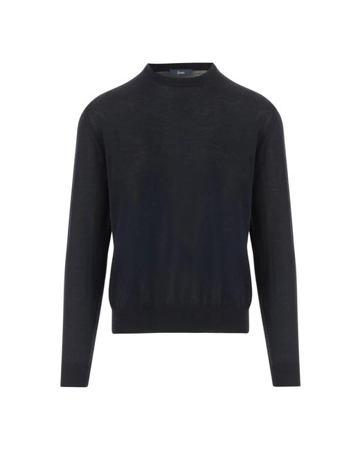 Herno Blue Round-Neck Knitwear for men