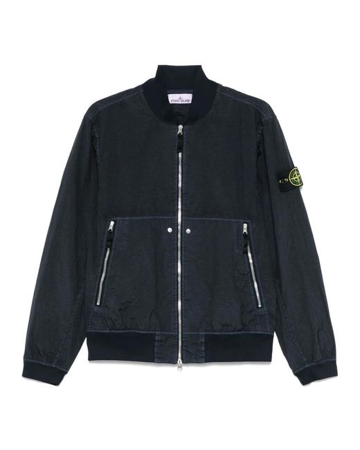 Stone Island Blue Bomber Jackets for men