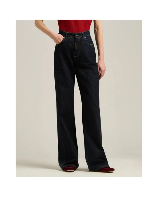 Kiton Jeans ,Blauw ,Denim Denim Palazzo Broek in het Black