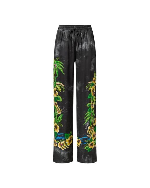 Pantaloni satin floreali tropicali di Ermanno Scervino in Green