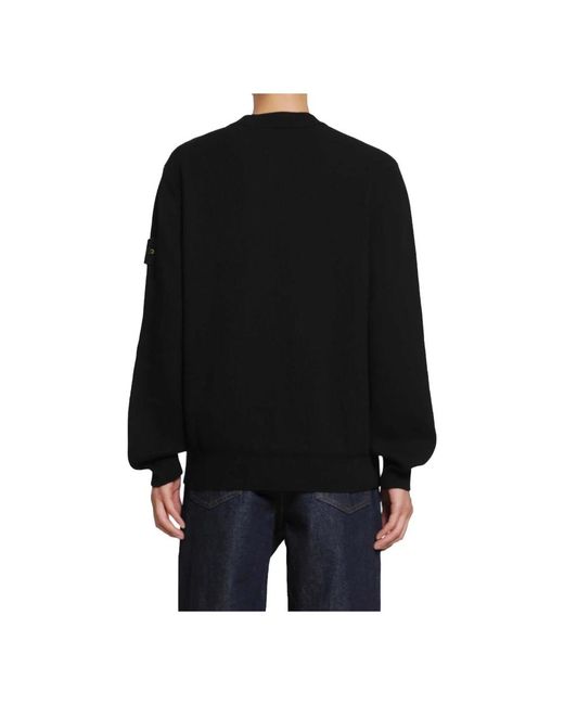 Stone Island Black Round-Neck Knitwear for men