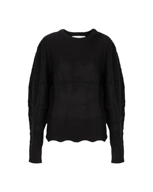 Silvian Heach Truien & Vesten ,Zwart ,Nylon Stijlvolle Trui Met Pofmouwen in het Black