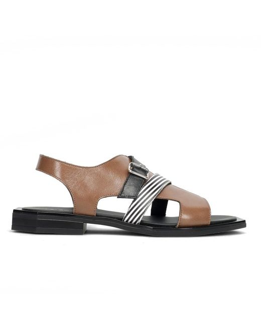LE BOHÉMIEN Brown Flat Sandals