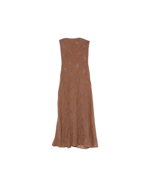 Staud Strapless Maxidress Met Kralenversiering in het Brown