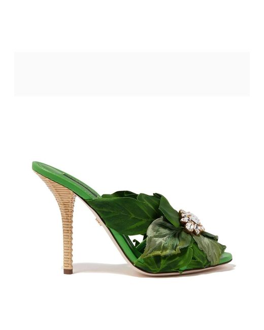 Dolce & Gabbana Green Heeled Mules