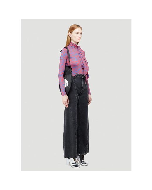 MM6 by Maison Margiela Zebra-Print Bodysuit Met Strik in het Purple