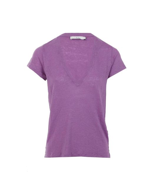 IRO Purple Rodeo v-ausschnitt leinen t-shirt