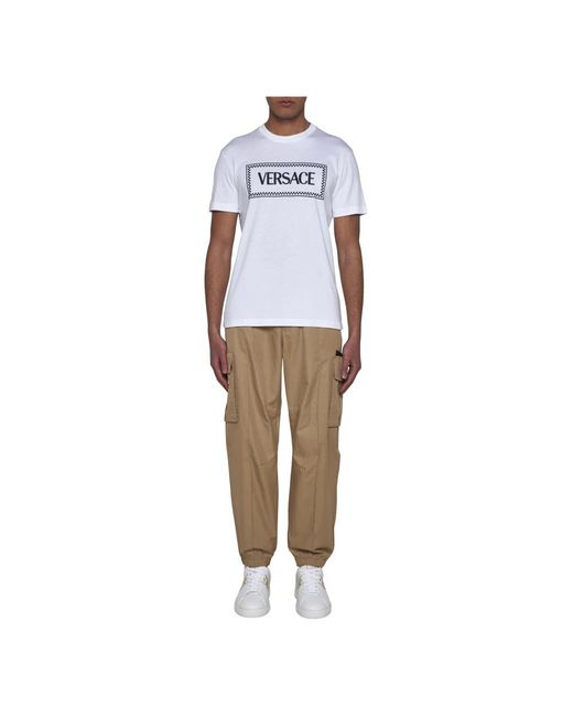 Versace Tops ,Wit ,Katoen Witte Katoenen T-Shirt in het White voor heren