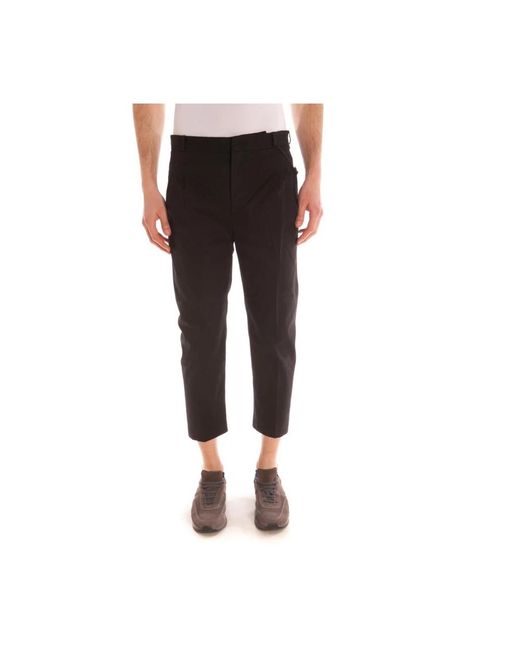 Daniele Alessandrini Black Cropped Trousers for men