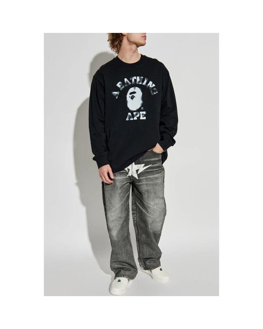 A Bathing Ape Langarm T-Shirt in Blue für Herren