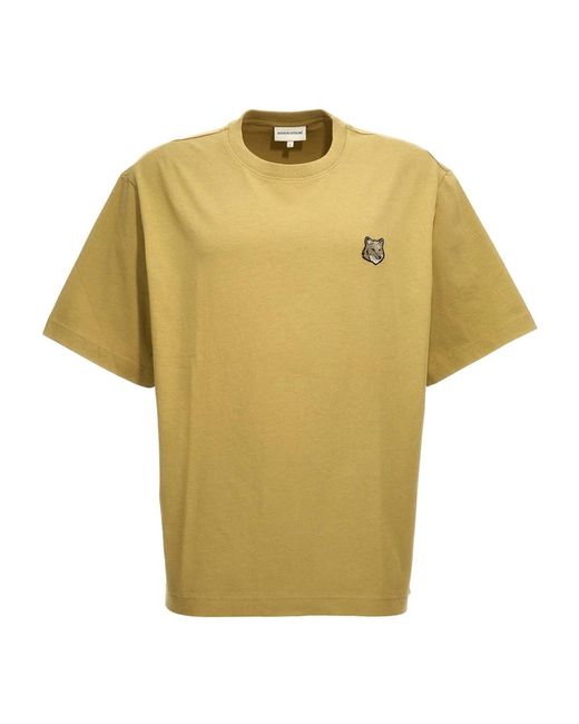 Maison Kitsuné Bold Fox Head T-Shirt Met Ronde Hals in het Yellow voor heren
