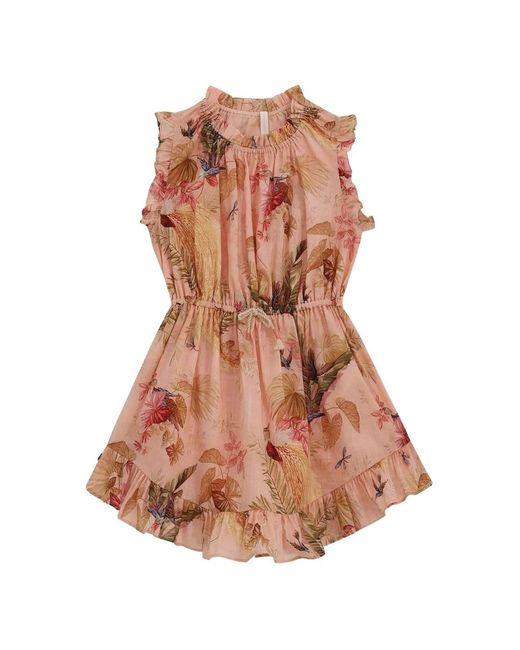 Zimmermann Roze Palm Bloemenprint Jurk in het Brown