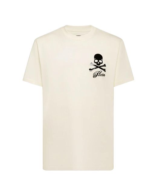 Philipp Plein T-Shirt Rundhals Ls Skull in Natural für Herren