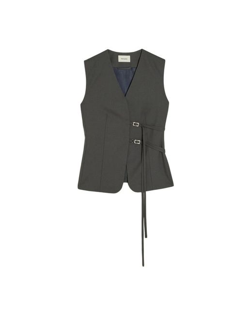 Holzweiler Jassen ,Grijs ,Wol Op Maat Gemaakte Vest Voor Flatterende Silhouet in het Black