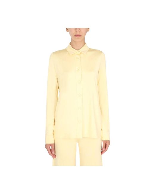 Jil Sander Overhemden ,Geel ,Katoen Button-Front Shirt in het Yellow