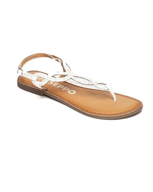 Gioseppo White Flat Sandals