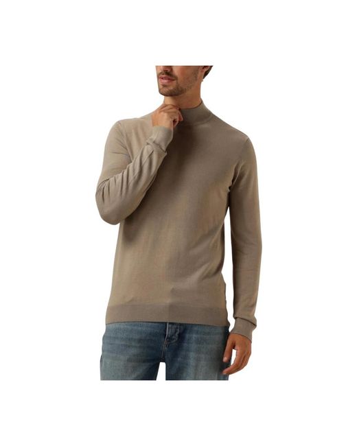 Pure Path Truien & Vesten ,Mockneck Sweater Voor in het Brown voor heren
