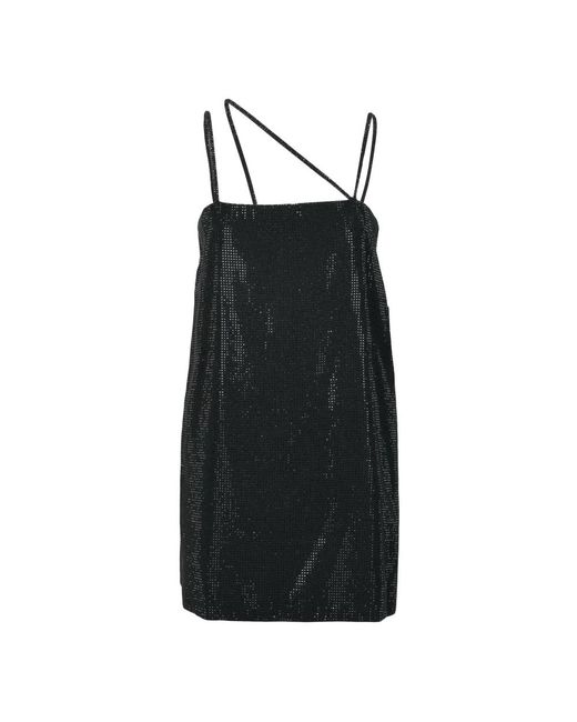Dondup Kleedjes ,Zwart ,Polyester Korte Jurk in het Black