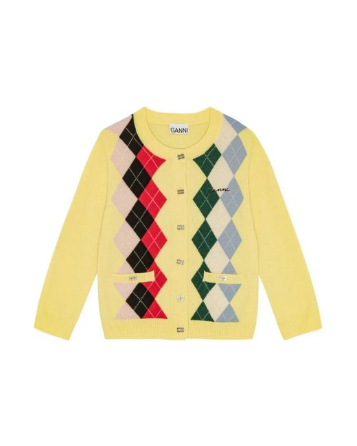 Ganni Truien & Vesten ,Geel ,Nylon Gele Zijde Nylon Sweater in het Yellow