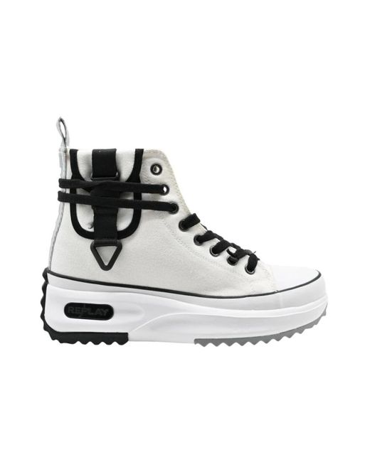 Aqua pocket sneakers bianco nero di Replay in White