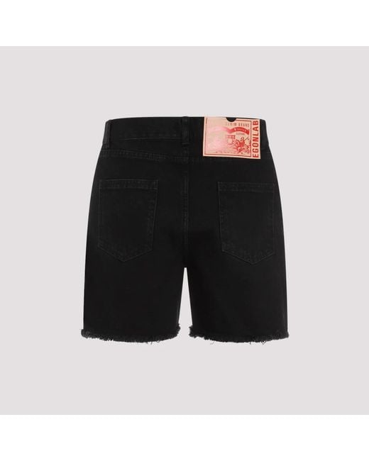 Egonlab Black Denim Shorts for men