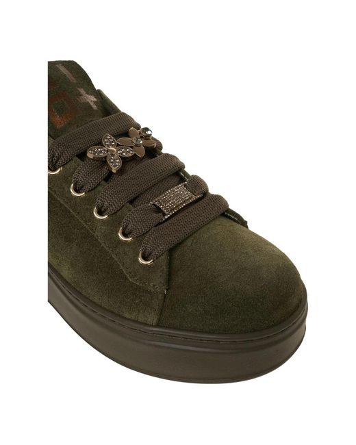 GIO+ Schoenen ,Groen ,Suède Groene Sneakers Met Dierenprint in het Green