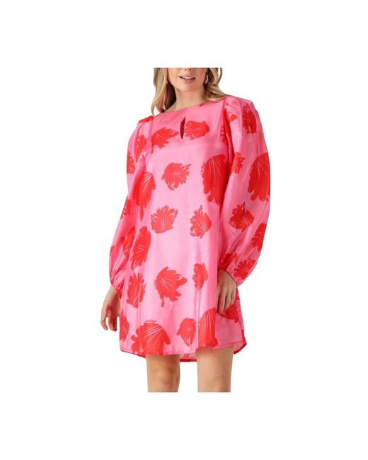 Notre-v Kleedjes ,Roze ,Chique Roze Mini Jurk in het Red
