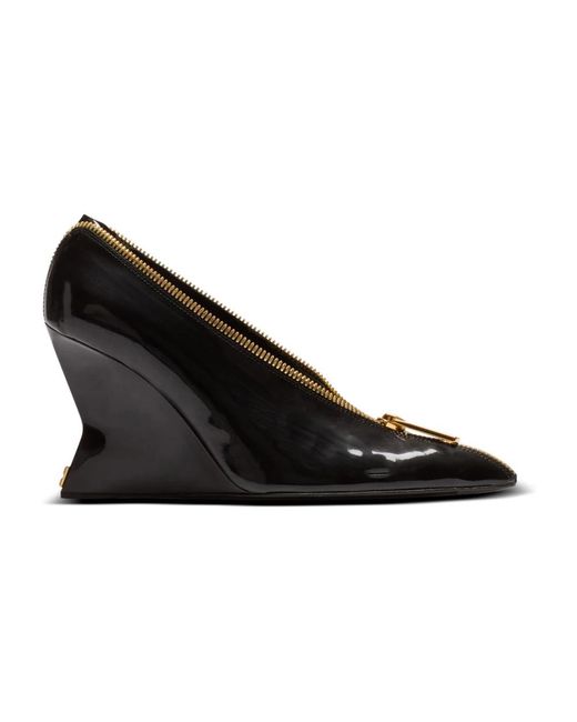Balmain Schoenen ,Zwart ,Leer Zip Wedge Pumps in het Black