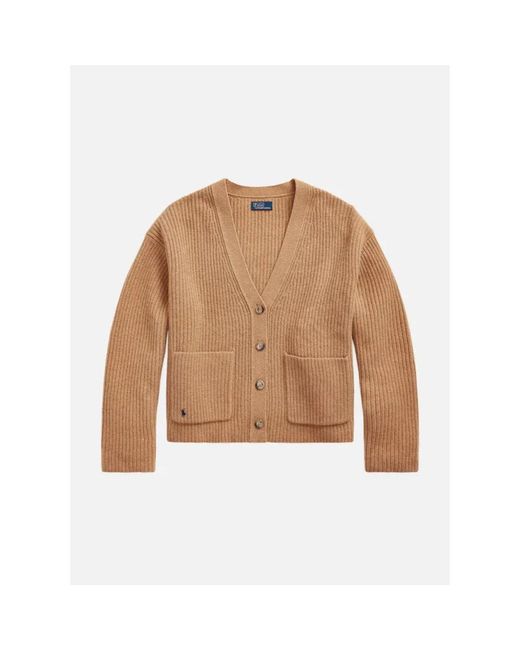 Oversized v-neck wool-cashmere cardigan Ralph Lauren de color Natural