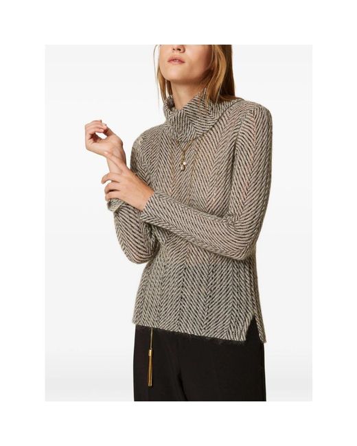 Twinset Gray Turtlenecks