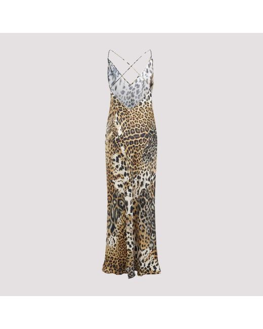 Roberto Cavalli Metallic Exotisches Jaguar-Print Kleid