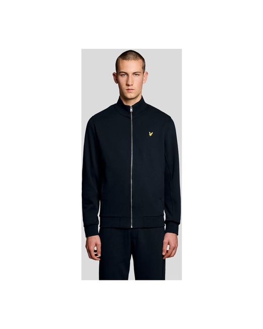 Lyle & Scott Hoodies & Sweatvesten ,Blauw ,Pique Zip Through Sweatshirt in het Blue voor heren