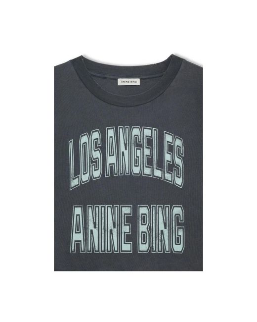 Anine Bing Johnny Cropped Tee in het Blue
