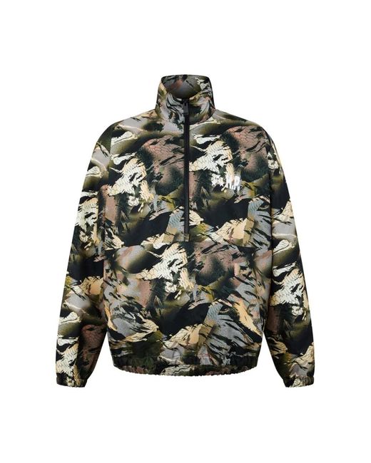 Heron Preston Jassen ,Veelkleurig ,Nylon Camo Logo Tape Windbreaker Jacket in het Gray voor heren