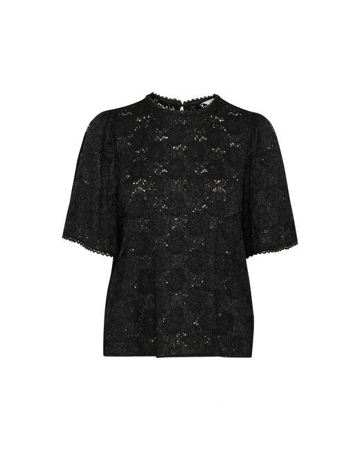 Cream Black Spitzen t-shirt top schwarz