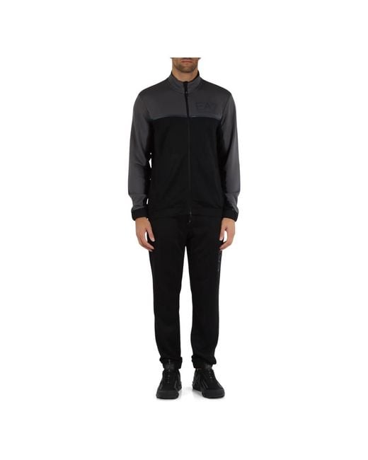 EA7 Fitness ,Zwart ,Polyester Sportieve Trainingsset Met Sweatshirt Met Rits En Broek in het Black voor heren