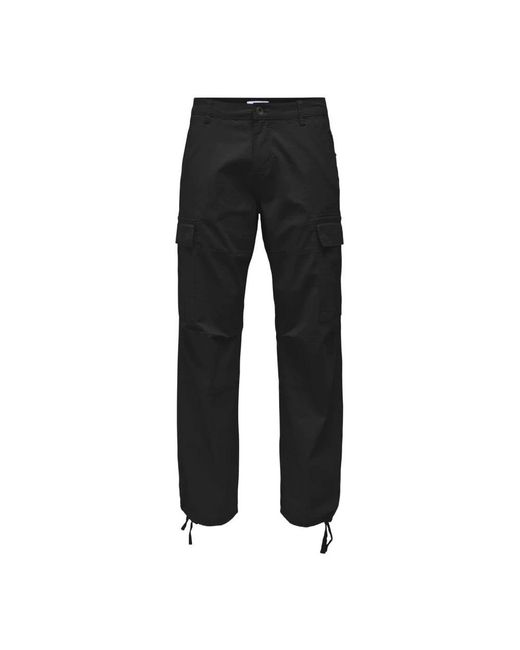 Only & Sons Black Straight Trousers for men