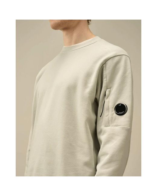 C P Company Diagonaler Fleece-Rundhalsausschnitt-Sweatshirt in Natural für Herren