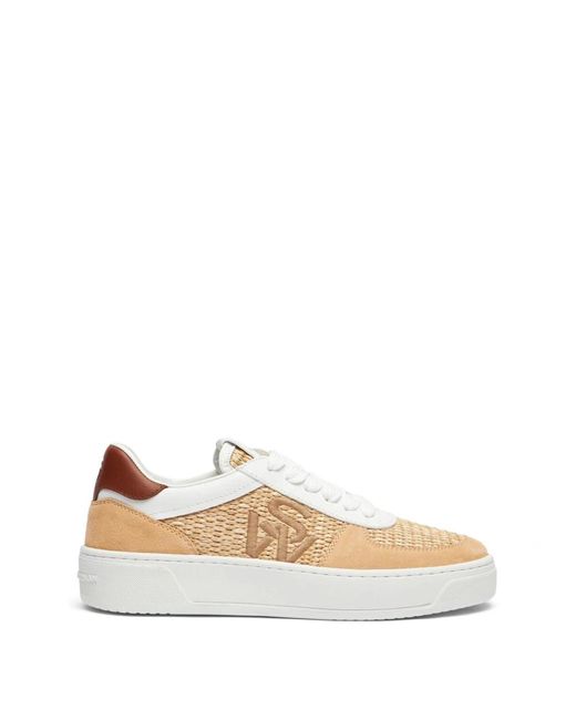 Stuart Weitzman Schoenen ,Suède Courtside Logo Sneaker in het Natural