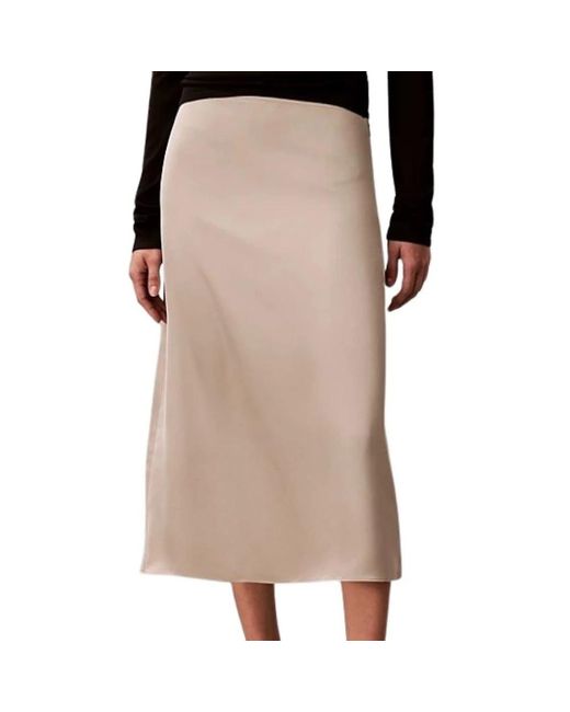 Calvin Klein Rokken ,Polyester Matte Shine Satin Midi Rok in het Brown