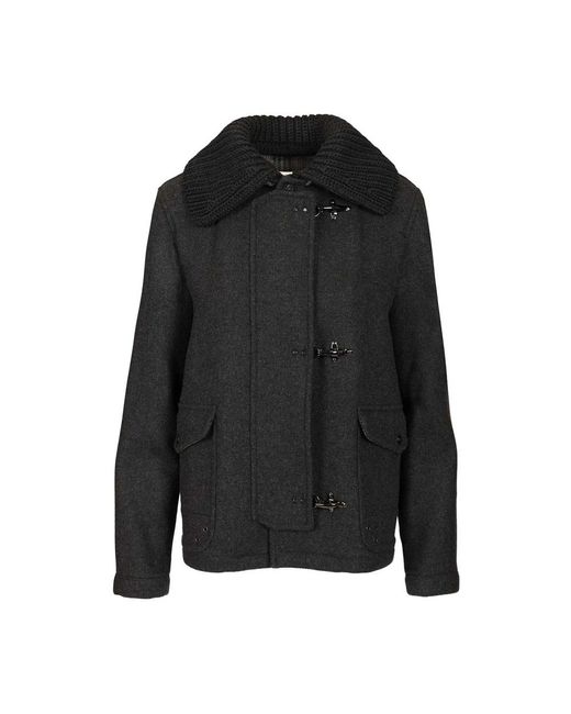 Fay 3-Haaks Wollen Jas in het Black