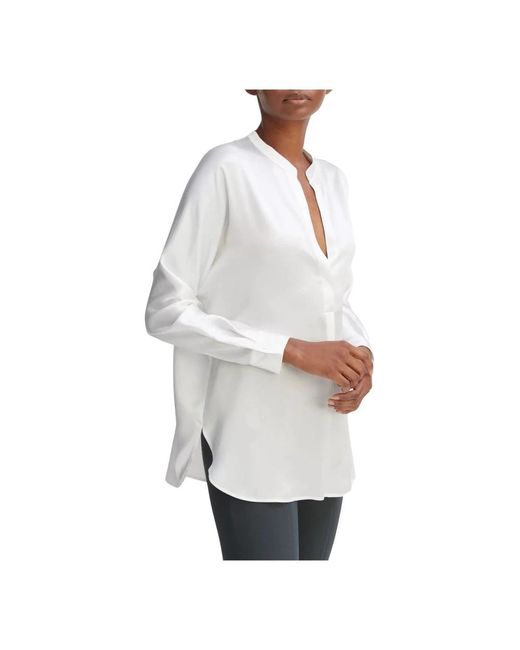 Vince Overhemden ,Wit ,Satijn Zijden Satijnen Blouse Met Opstaande Kraag in het White