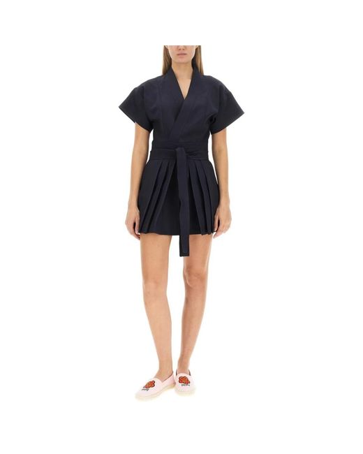 KENZO Kleedjes ,Blauw ,Wol Wollen Wikkeljurk in het Blue